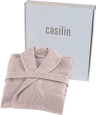 Casilin - Badjas Dames en Heren - Maat L - Wafel Badjas Cadeau voor Hem en Haar in Luxe Geschenkdoos - 100% katoen - Absorberend - Roze