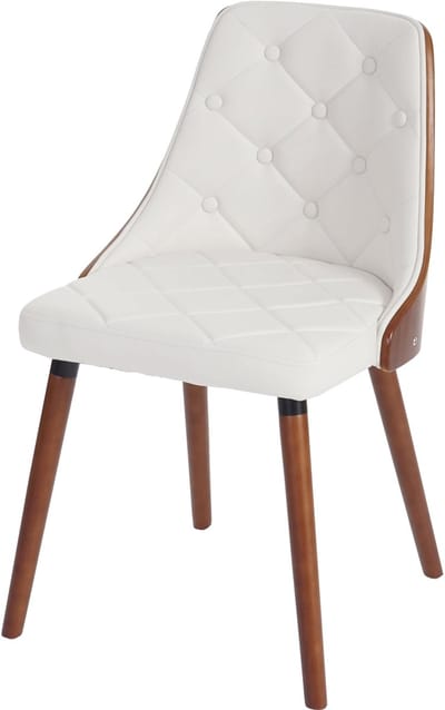 Set van 2 eetkamerstoelen MCW-A75, bezoekersstoel keukenstoel, walnoot-look gebogen hout ~ kunstleer wit