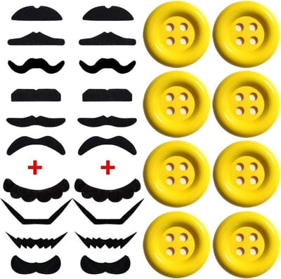 8 x 38 mm XL Gele Knoppen voor Carnaval Kostuum Accessoires voor Mario Luigi Halloween Feestdecoratie