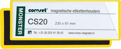 Coroset magnetische etikethouder, 100/VE, 97x25 mm geel