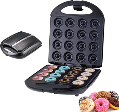 Donutmaker - Bakapparaat - Zelf donuts maken - 16 Gaten - 315 x 26 x 10 cm - Zwart