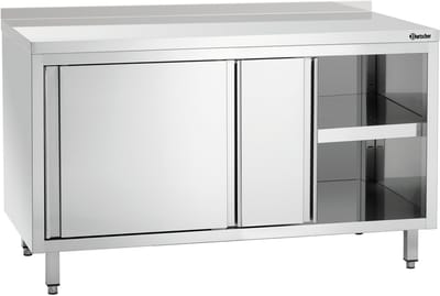 Bartscher Werkkast B1400 - RVS - 2 Schuifdeuren - Tussenschap - Achter rand - 1400x700x850mm