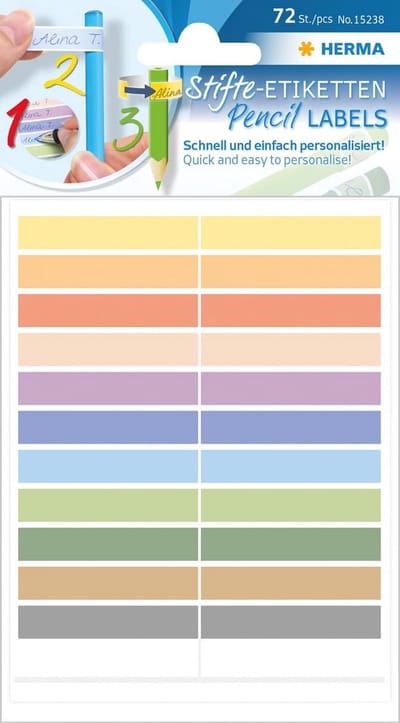 Pennensstickers voor kinderen - Zelfklevend - 60 stuks - 10 x 46 mm - Schoolstickers voor pennen, linialen en etui