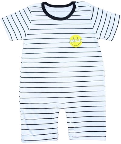 Zibbi Originals Baby Boxpak Smiley – 2-Pack – Korte Mouw – Maat 59 (0-3 maanden) – Wit met Rode & Zwarte Strepen