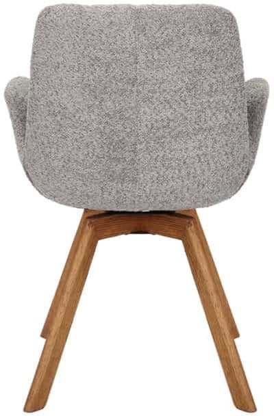 Draaibare design stoel BALTIC grijs Boucle naturel eiken massief houten poten met armleuning - 44200