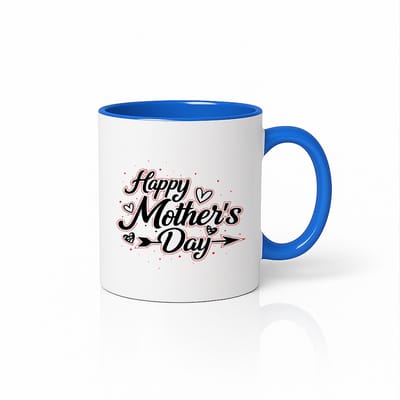 Happy Mother's Day Mok - Speciaal Cadeau voor Mama - Tweekleurige Keramische Beker - 330 ml - Blauw/Wit