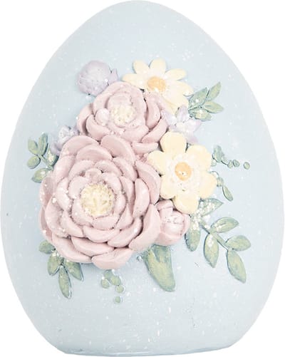 Clayre & Eef Decoratie Beeld Ei 10x11x13 cm Blauw Kunststof