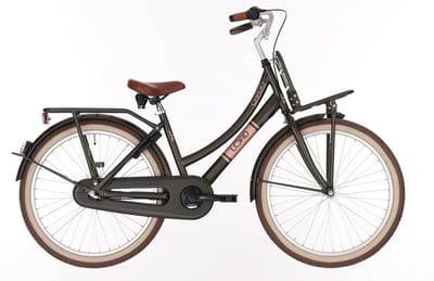 Kinderfiets Meisje 24 inch BFN Cargo Load – Mat Groen – 3 Versnellingen – Terugtraprem – Met Verlichting en Slot