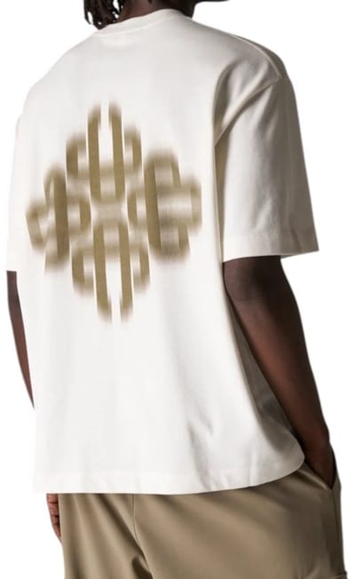 The Couture Club Heren T-shirt Wit Khaki TCCM2977 Motion Blurred Emblem
