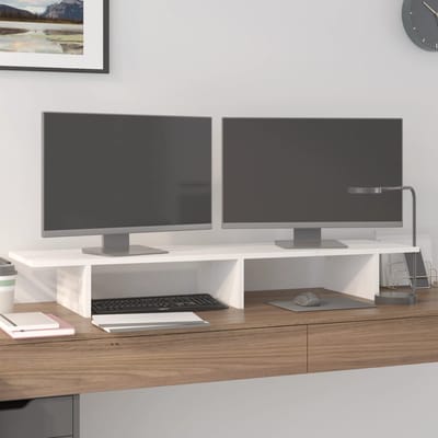 vidaXL - Monitorstandaard - 100x27x15 - cm - massief - grenenhout - wit