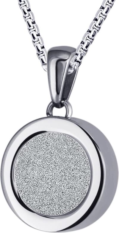 Quiges 12mm Mini Munt Hanger Zilverkleurig RVS Glans met Glitter Zilver Munt en Box Ketting Ankerketting 42-46cm