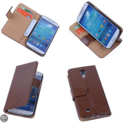 PU Leder Bruin Hoesje Samsung Galaxy S4 Book/Wallet Case/Cover