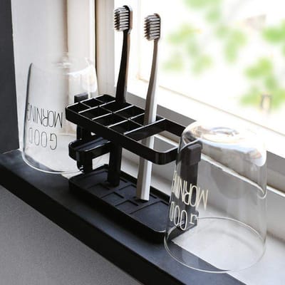 *** Luxe Tandenborstel Houder - Tandenborstel doosje - Tandenborstel koker - Zwart - RVS - Staand of Wand(exl tape) - van Heble® ***