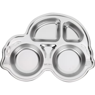 Assiette à Compartiments en Acier Inoxydable 304 Forme de Dessin Animé Plateau Alimentaire pour Déjeuner Dîner pour Enfants