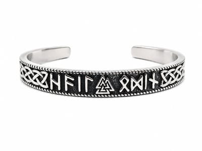 Mei's - Viking Runic Knot - armband heren - runen - RVS zilver/zwart - polsmaat 17-18 cm