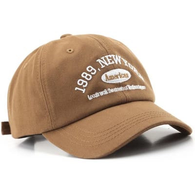 Casquettes de Baseball Brodés New York Casquette en Coton Lavé Pour Hommes Femmes Casquettes Snapback Casquettes de Baseball Casquette Chapeau Papa 56-60cm beige