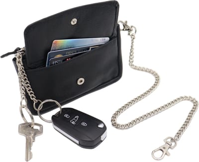 Safekeepers Leren Sleuteletui Groot Zwart - Luxe Sleutelhouder - Ketting - Zwart