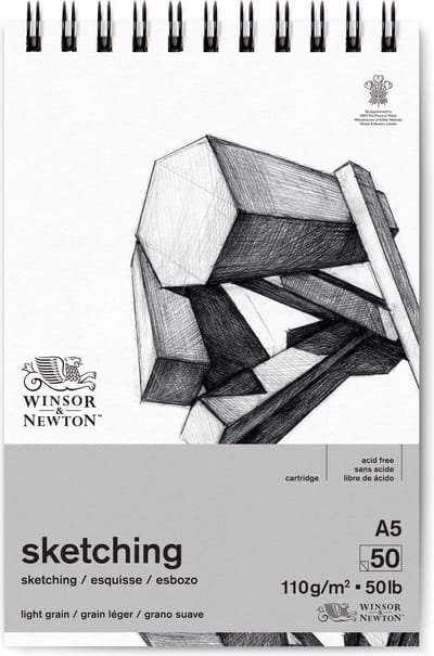 Winsor & Newton 6672001 Spiral Drawing & Sketching Pad A5 – 110 g/m², 50 vellen, tekenpapier voor schetsen en tekenen
