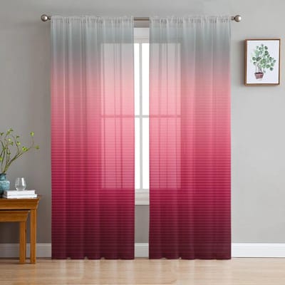 Grijs Zwart Verloop Tule Gordijnen Woonkamer Keuken Chiffon Slaapkamer Balkon Transparant Mode Huisdecoratie 135W x 160H(cm)