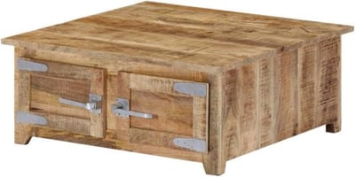 Massief Houten Salontafel - Woonkamertafel Mango - Opbergen Woonkamer - Handgemaakt Unicaat Robuust - 70 x 70 x 30 cm