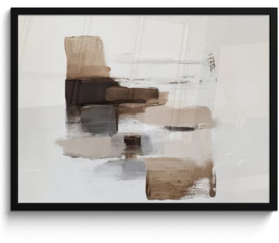 Poster in lijst - Fotolijst 80x60 cm - Posters - Penseelstreken - Balans - Beige - Bruin - Posterlijst zwart - Decoratie - Wanddecoratie woonkamer - Muurdecoratie slaapkamer