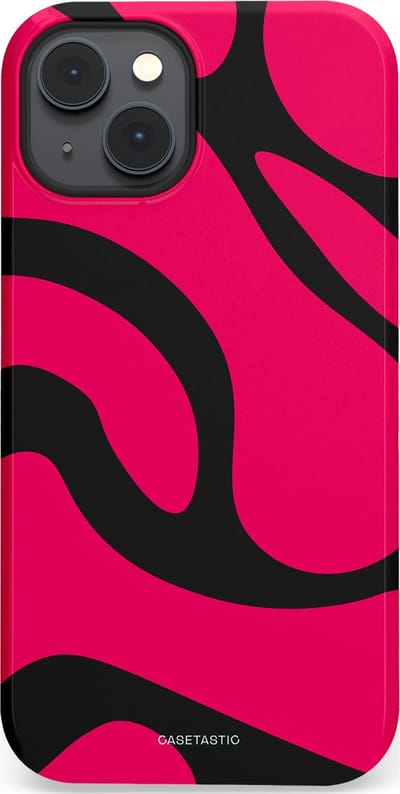 Casetastic hoesje geschikt voor Apple iPhone 14 Plus - MagSafe - Dubbellaagse bescherming - Zwart Roze Mamba Golven - Fashion Case - Roze Zwart