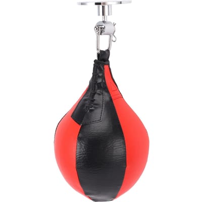 Sac de Vitesse en Cuir PU avec Crochet Rotatif Balle Suspendue en Forme de Poire pour l'Entraînement de Boxe Noir Rouge black