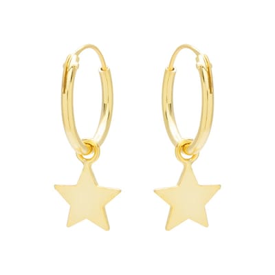 Goldplated oorbellen – Zilveren oorringen met ster hanger