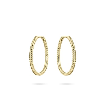 GISSER Jewels VGKCJ1/20 - Oorbellen - Oorringen met Scharnier Sluiting - Massief Gedraaid - 1.5mm Breed - 20mmØ - 14 Karaat Geelgoud