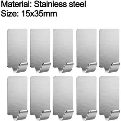 10/Stuks Zelfklevende Haken van Roestvrij Staal Sleutels Tas Hoeden Handdoek Ophanghouder Zwaar Uitgevoerd huis Badkamer Deur Muur Hanger Haken 1PCS