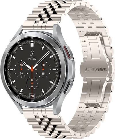 By Qubix - 20mm - Stalen band - Starlight / sterrenlicht - Geschikt voor Huawei watch GT 2 (42mm) - Huawei watch GT 3 (42mm) - Huawei watch GT 3 Pro (43mm)