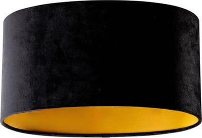 QAZQA cilinder velours - Klassieke Lampenkap - L 35 cm - Zwart Goud -