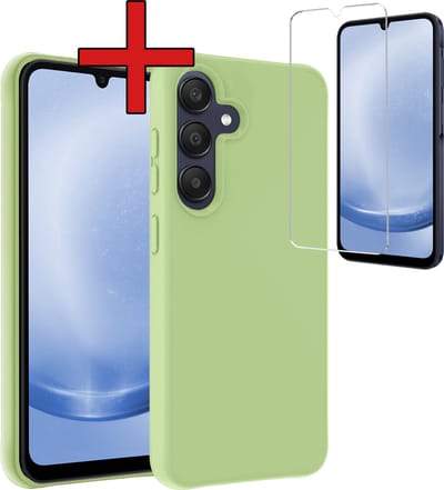 Hoesje - Met Screenprotector - Geschikt voor Samsung Galaxy A25 - Sterk & Shockproof - Telefoon Hoes - Back Cover - Siliconen Case - Telefoonhoes - Groen