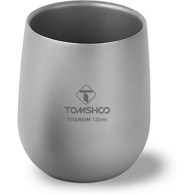 TOMSHOO geïsoleerde dubbelwandige drinkbeker Camping Titanium waterbeker voor kamperen Wandelen 120ml gray