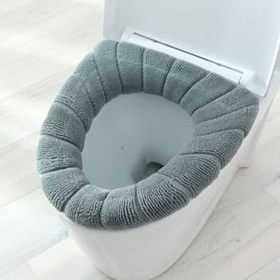 Huishoudelijke Toiletbrilhoes Mat 30cm Badkamer Toiletmat Kussen Met Handvat Dikker Zacht Wasbaar Closestool Warmer Hoezen grijze kleur