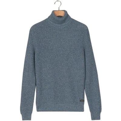 Baileys Trui Rollneck Mouliné Rib Structure Soft Blue / male