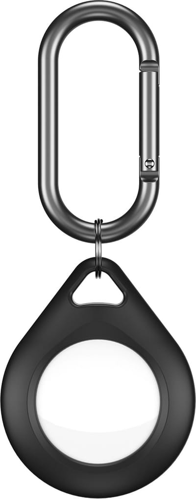 KeyBudz Secure Dock AirTag (2-pack) – Specifiek Ontworpen voor Apple AirTag – Passieve Geluidsisolatie – Veelzijdige Bevestiging met Haakje - Zwart