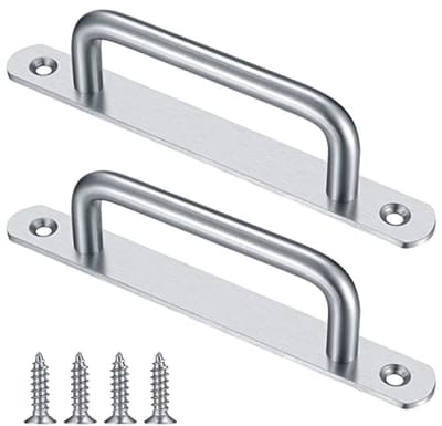 Set van 2 schuifdeurgrepen in roestvrij staal - Geborsteld zilver - 192 mm lengte
