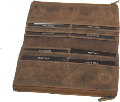 Oi Hunter bruine leren damesportemonnee of heren portefeuille / zeer platte beurs van zeer soepel leer / soft lederen portemonnee veel ruimte voor pasjes / Anti skim / soepel bruin leer /484H