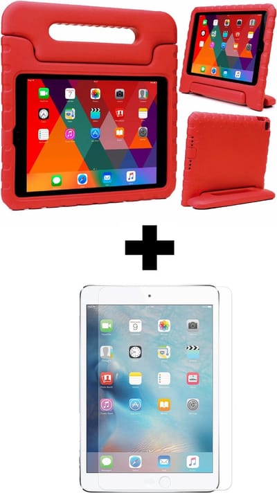 Hoesje - Geschikt voor Apple iPad Pro 10.5 (2017) & Air 3 (2019) - 10.5 inch - Met Screenprotector - Kinderhoes - Shockproof Bumper - Kidsproof Case - Tablethoes - Kinder Hoes Cover - Rood