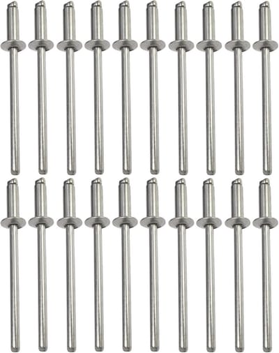 Set van 20 RVS Blindklinknagels Platte Kop - Standaard Popnagels Ø 3,2 x 10 mm