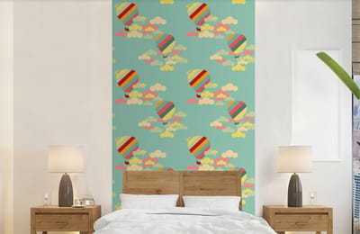 Behang - Fotobehang Luchtballon - Patronen - Baby - Breedte 120 cm x hoogte 240 cm