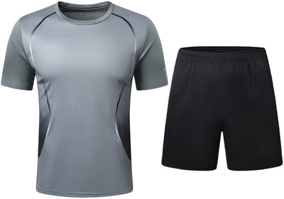 YOUTHUP Heren Sportset met Verloopdetail - Rond Hals T - shirt met Korte Broek - S