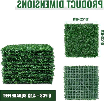 Kunstgras Panelen - Groene Wanddecoratie - Ruimte Aankleden - UV-Bestendig Materiaal - 6 Stuks 25x25cm - Groen