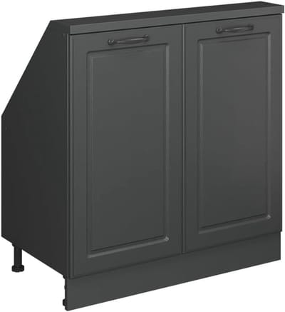 Keukenkast Schuine Wand - Onderkast Keuken - Keukenopslag - Verstelbare Poten - 80 cm Breed - Antraciet Landhuis