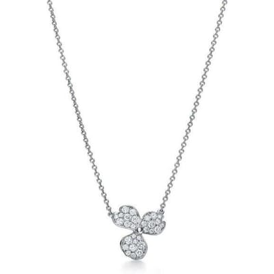 Nieuwe Stijl 100% S925 Sterling Zilver Flower Rhyme Serie, met Zirkonia Bloem Hanger Ketting Originele Dames Party Sieraden Cadeau white