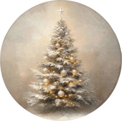 Badmat rond 70x70 cm - Antislip - Kerst - kerstboom - Sneeuw - Art - Badmatten voor badkamer - Badkamermat - Douchemat - Ronde badkamer mat