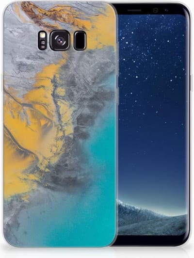 TPU Hoesje voor Samsung Galaxy S8 Plus TPU Siliconen Hoesje Marble Blue Gold