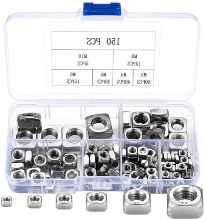 150 Stuks RVS Vierkante Moeren Assortiment voor Houten Meubels - M3 M4 M5 M6 M8 M10, Ideaal voor Verbetering en Reparatie van Meubels