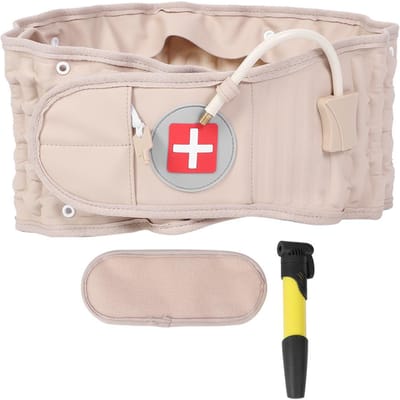 Lumbale Opblaasbare Tractie Riem Ondersteuning Rugpijn Verlichting Verrekking Taille Riemen MassagerBeige Eén Maat One Size beige